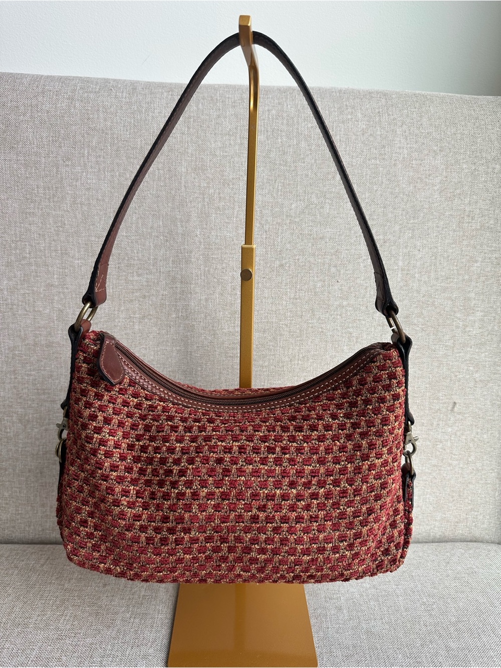 Fossil Vintage Red Woven Shoulder Bag